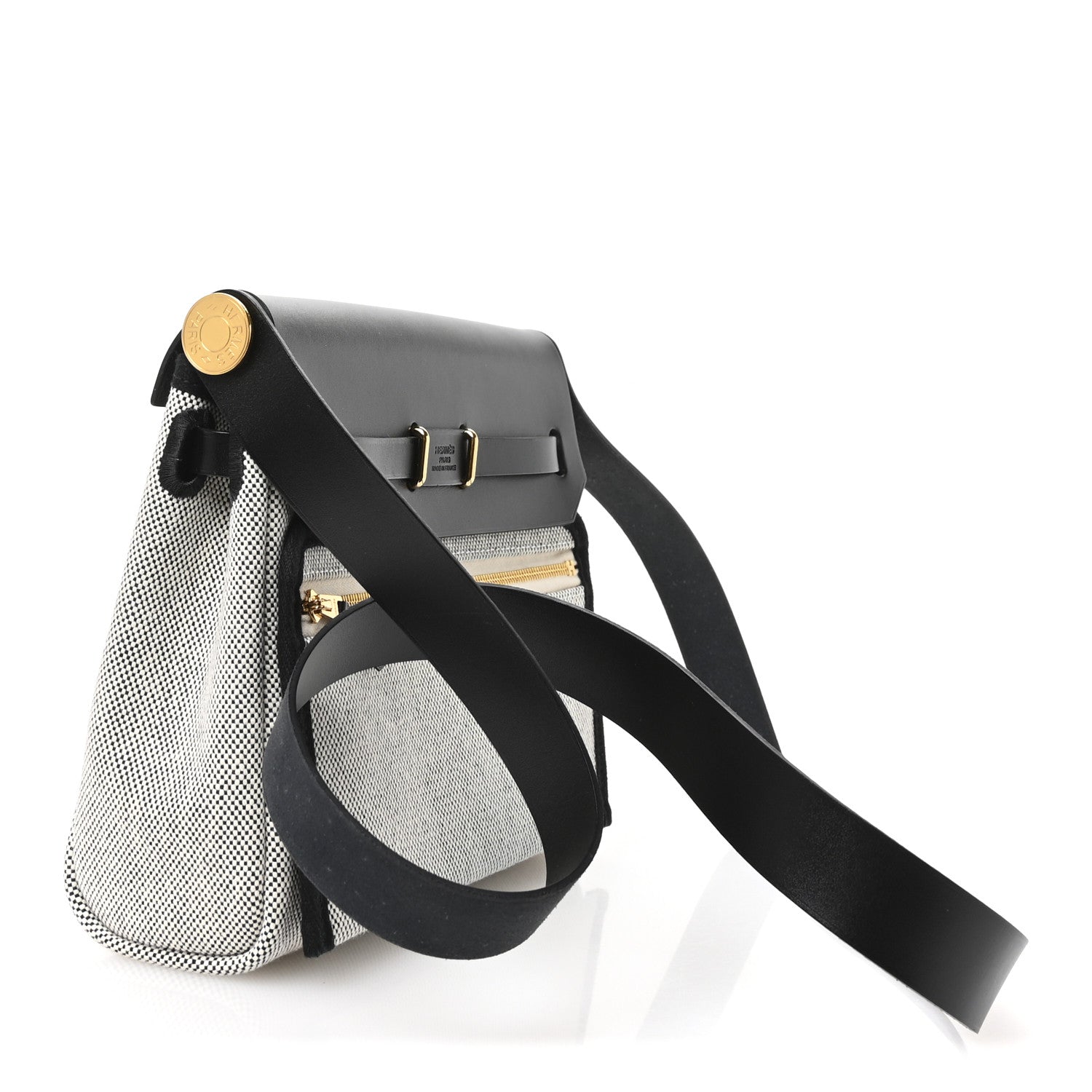 Hermes Military Toile Vache Hunter Herbag Zip Retourne 20 Ecru Black 3 of 11