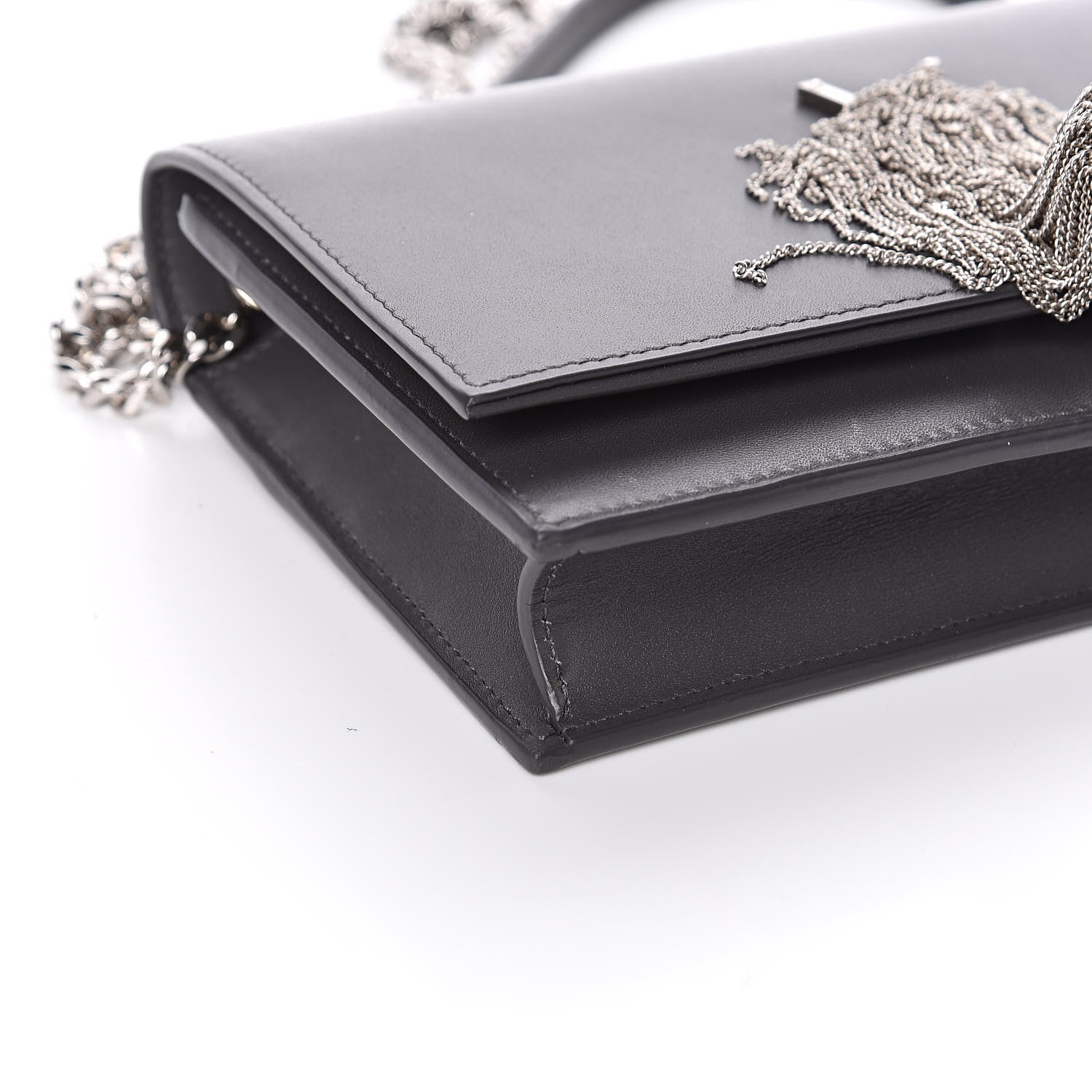 Saint Laurent Smooth Calfskin Classic Monogram Kate Tassel Chain Wallet Asphalt 7 of 10