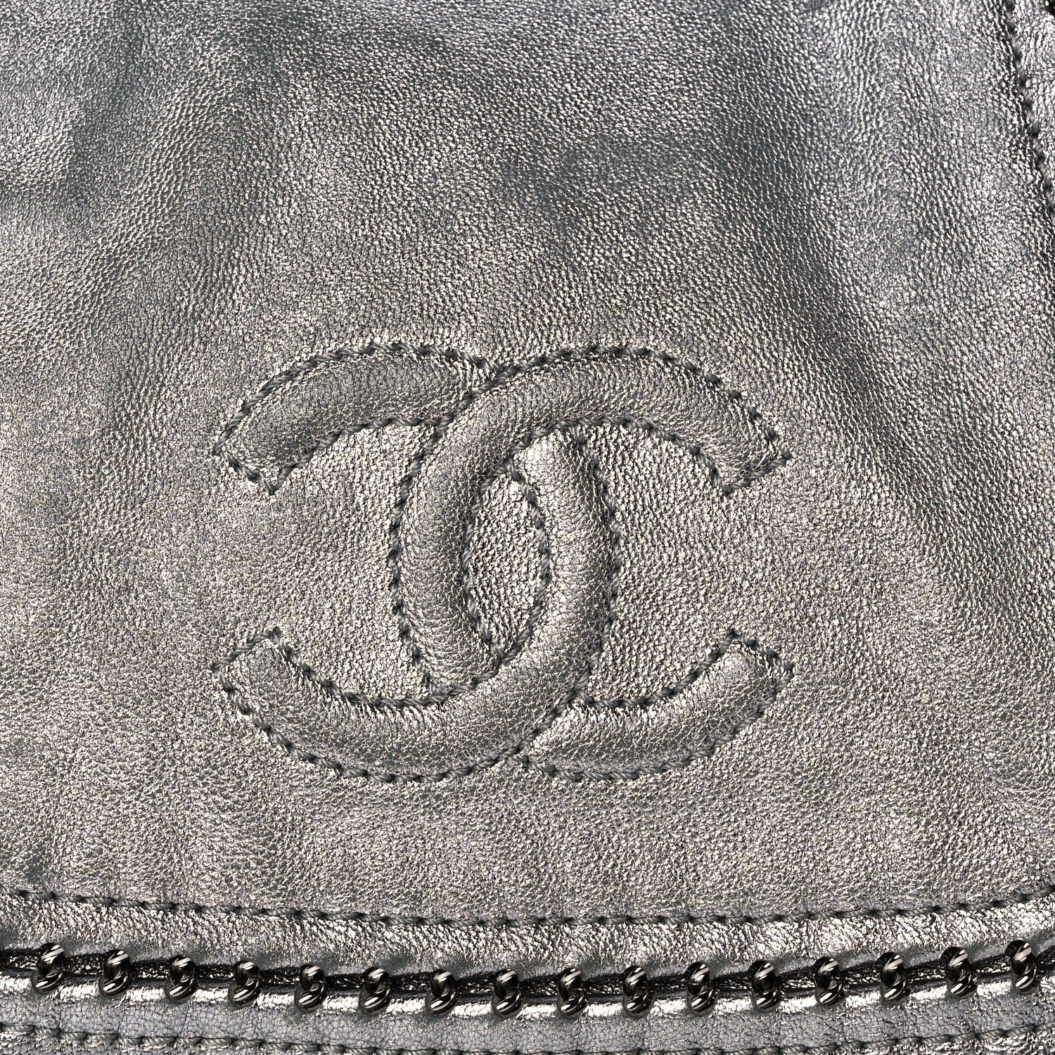 Chanel Metallic Deerskin Luxe Ligne Flap Silver 8 of 11