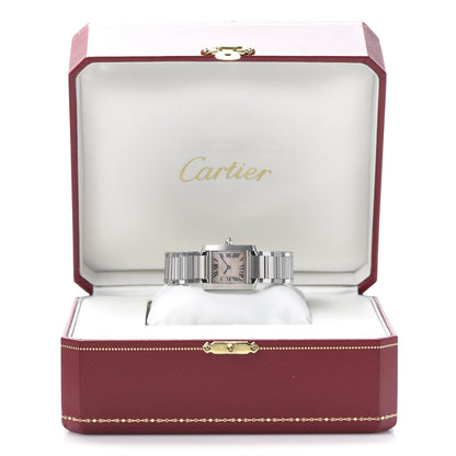 Cartier Stainless Steel Pink Mother of Pearl 20mm Tank Francaise Quartz Watch 7 of 7