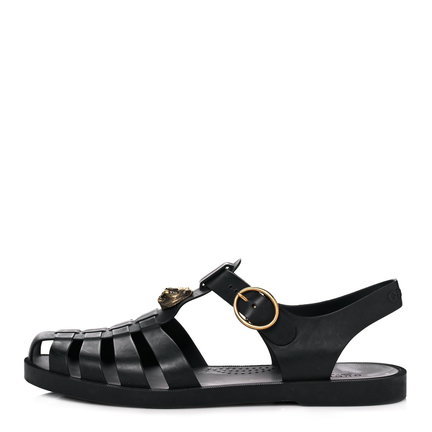 Rubber Mens Buckle Strap Sandal 8 Black
