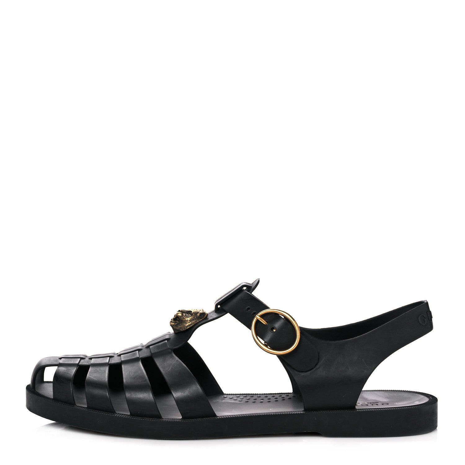 Gucci Rubber Mens Buckle Strap Sandal 8 Black 1 of 12