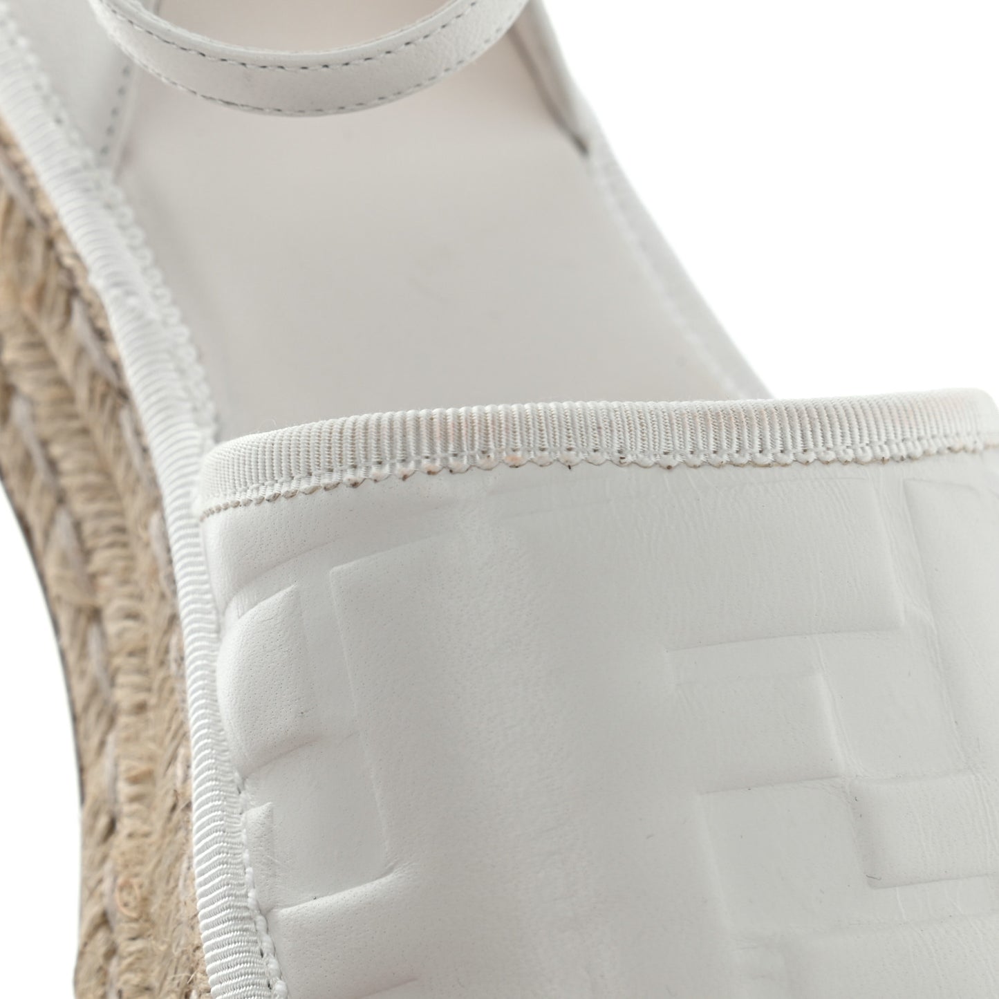 Nappa FF Embossed Espadrille Platform Sandals 36.5 Snow
