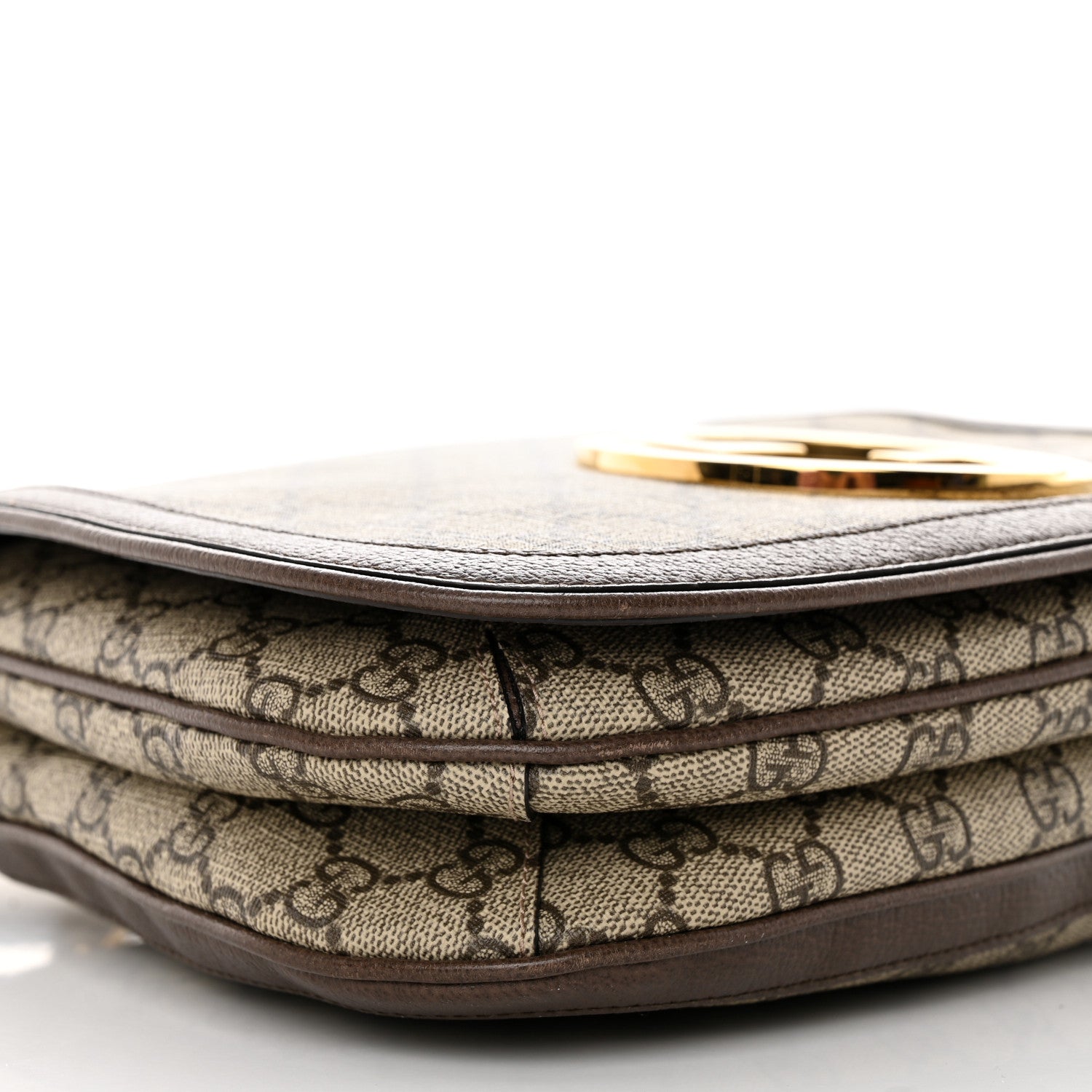 Gucci GG Supreme Monogram Textured Dollar Calfskin Web Medium Blondie Top Handle Shoulder Flap Bag Beige Ebony New Acero 10 of 15