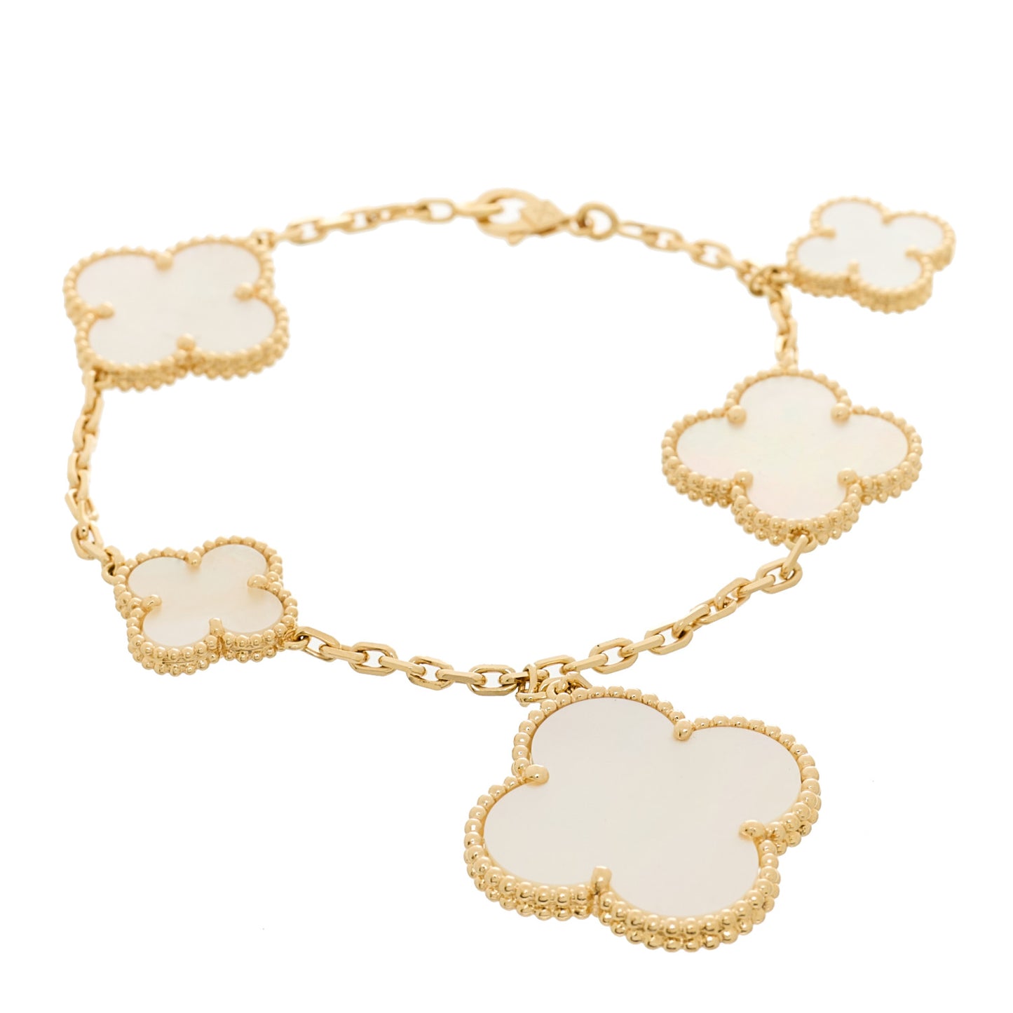 18K Yellow Gold Mother of Pearl 5 Motifs Magic Alhambra Bracelet