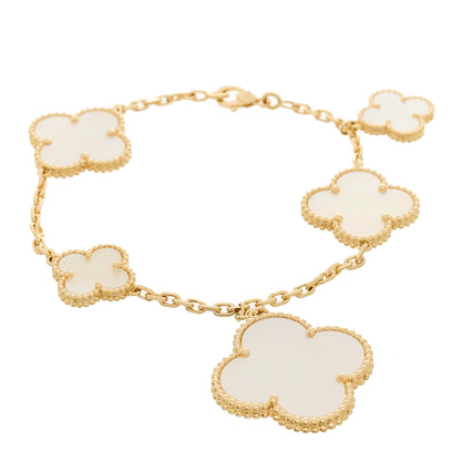 Van Cleef & Arpels 18K Yellow Gold Mother of Pearl 5 Motifs Magic Alhambra Bracelet 1 of 4