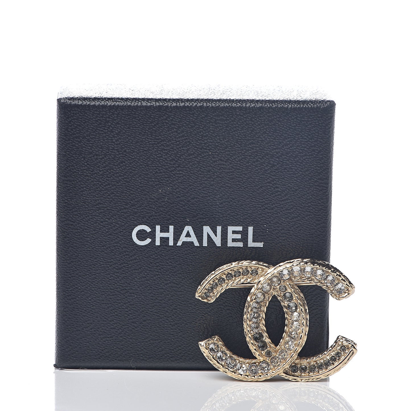 Crystal CC Brooch Pin Light Gold