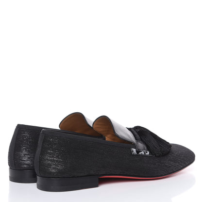 Christian Louboutin Lurex Jacquard Mens Tassel Flat Loafers 40 Black 4 of 10