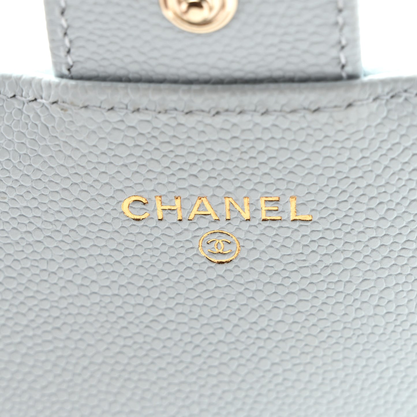 Caviar Quilted Large Gusset Flap Wallet Light Blue