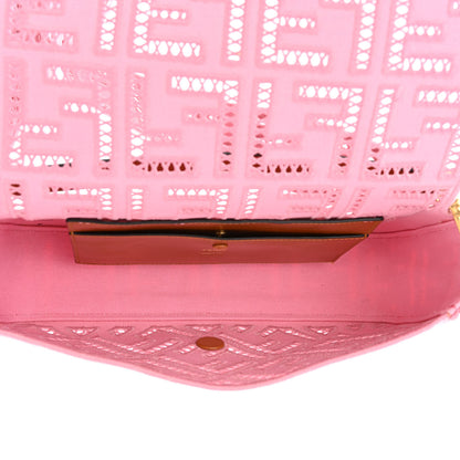 Fendi Canvas Cuoio Agata FF Ajour Embroidered Baguette Ciclamino Cuoio 5 of 12