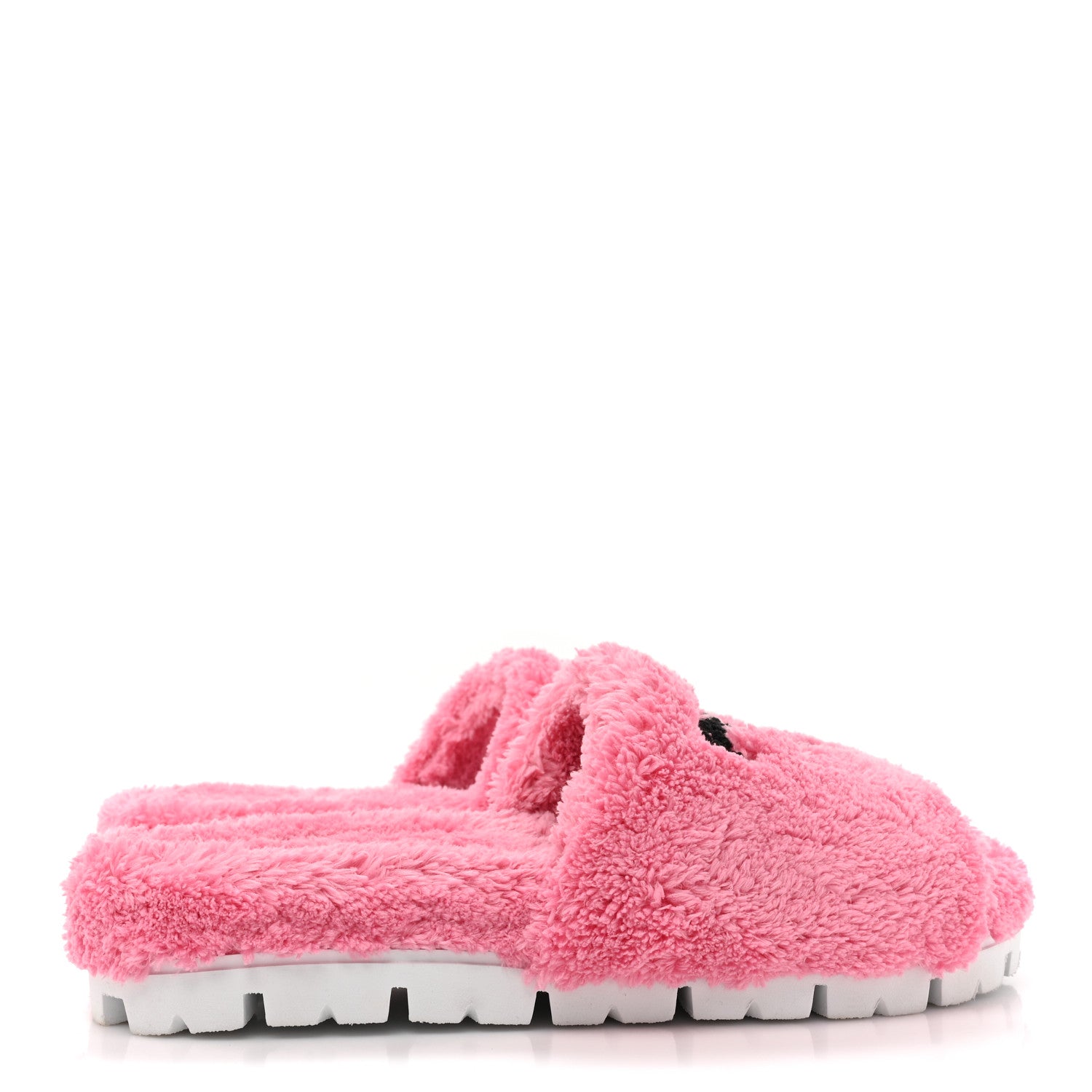 Prada Terry Cloth Logo Lug Sole 20mm Slide Sandals 37 Petalo Black 4 of 8