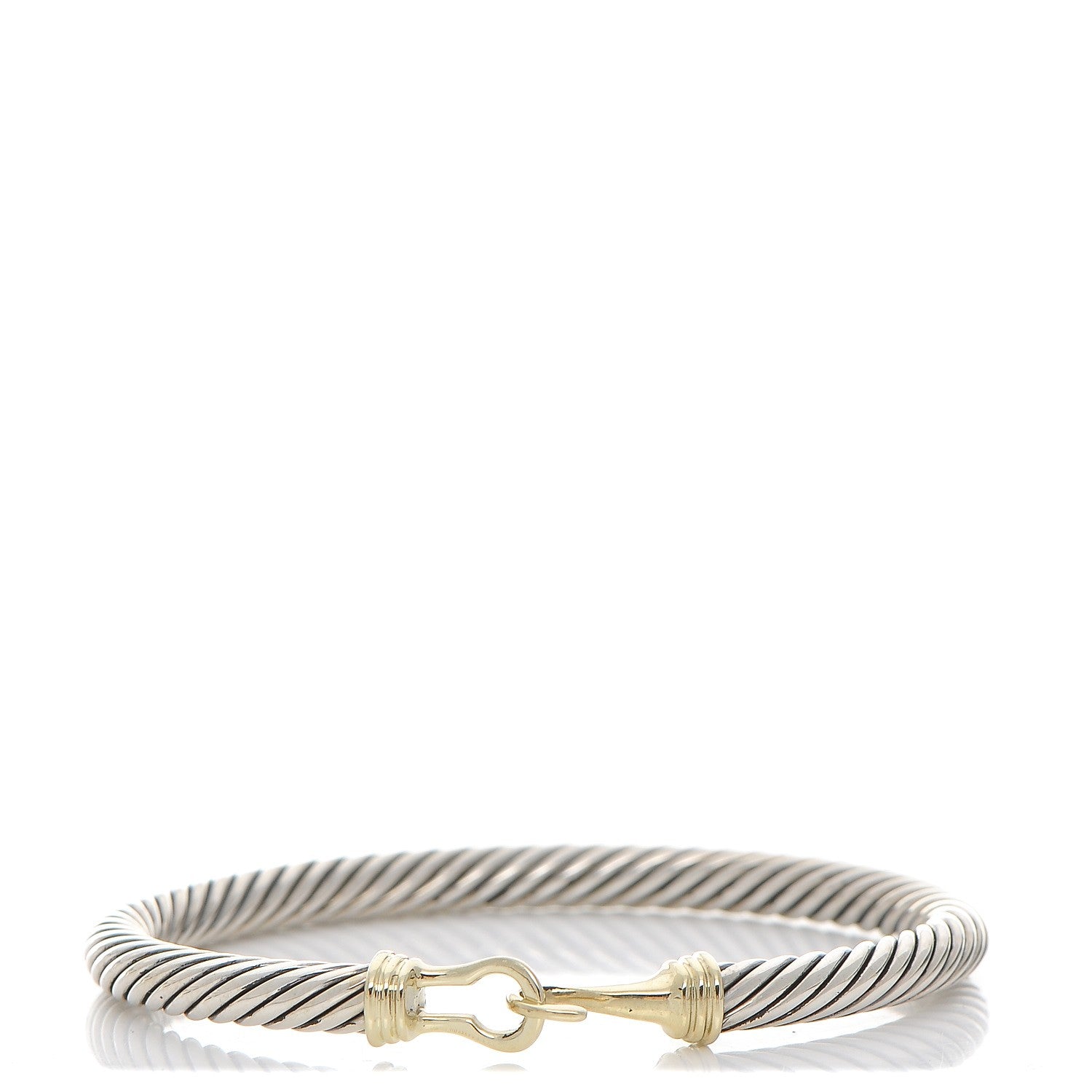 David Yurman Sterling Silver 14K Yellow Gold 5mm Cable Classic Buckle Bracelet 1 of 4