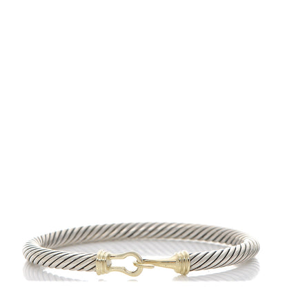 David Yurman Sterling Silver 14K Yellow Gold 5mm Cable Classic Buckle Bracelet 1 of 4