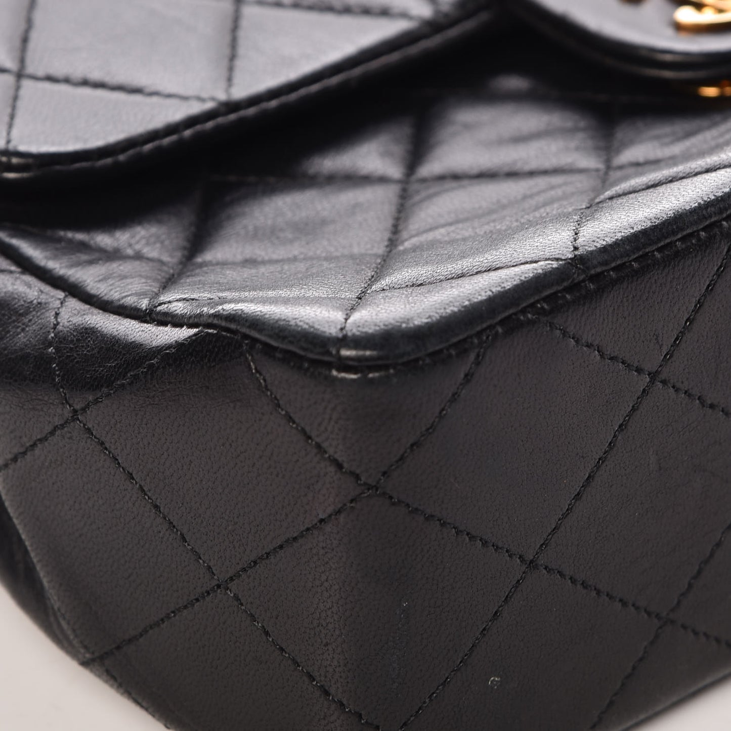 Lambskin Quilted Mini Square Flap Bag Black