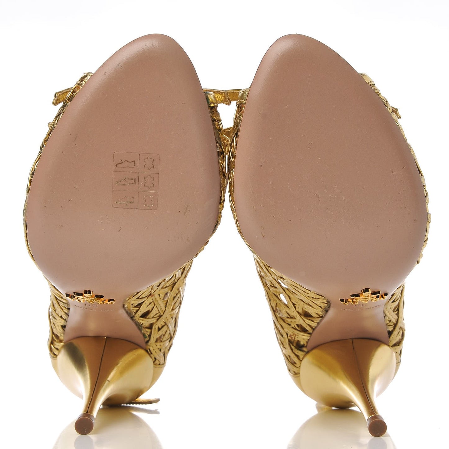 Metallic Calfskin Woven Bow Peep Toe Pumps 39 Gold