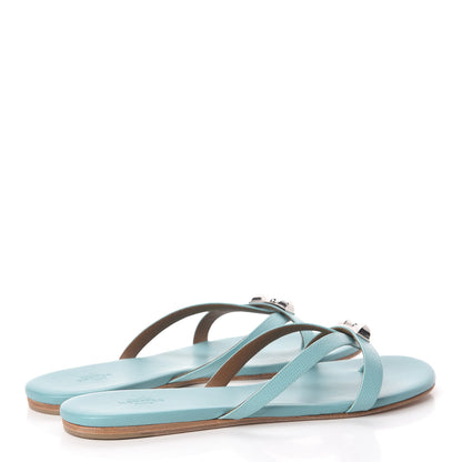 Hermes Epsom Corfou Sandals 41 Bleu Atoll 4 of 8