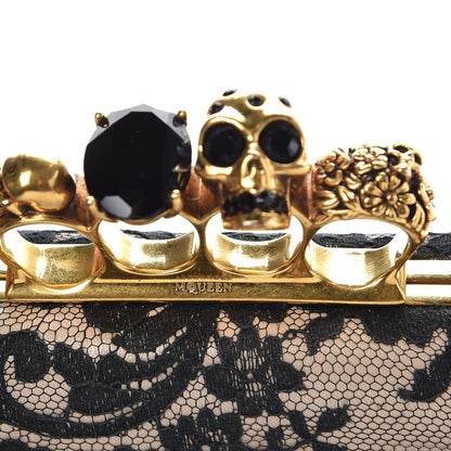 Alexander McQueen Lace Knuckle Duster Clutch Black Beige 6 of 9