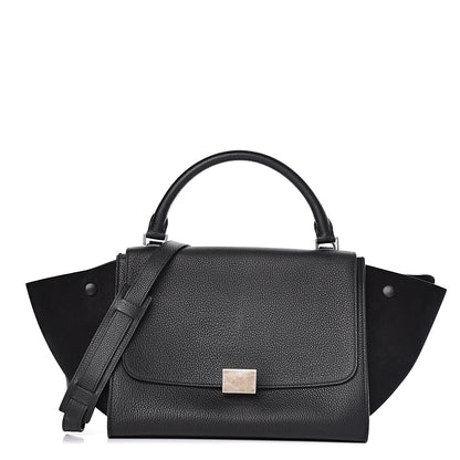 Celine Drummed Calfskin Suede Small Trapeze Black 1 of 9