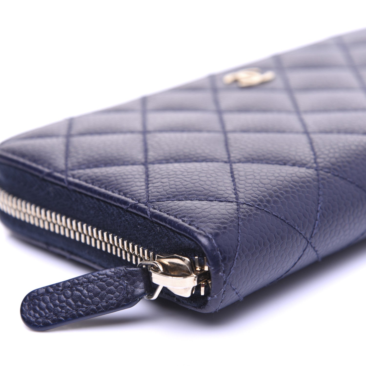 Chanel Caviar Quilted Large Gusset Zip Around Wallet Navy 6 of 12