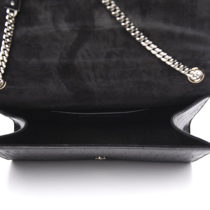 Saint Laurent Calfskin Crocodile Embossed Medium Classic Monogram Kate Tassel Satchel Black 5 of 10