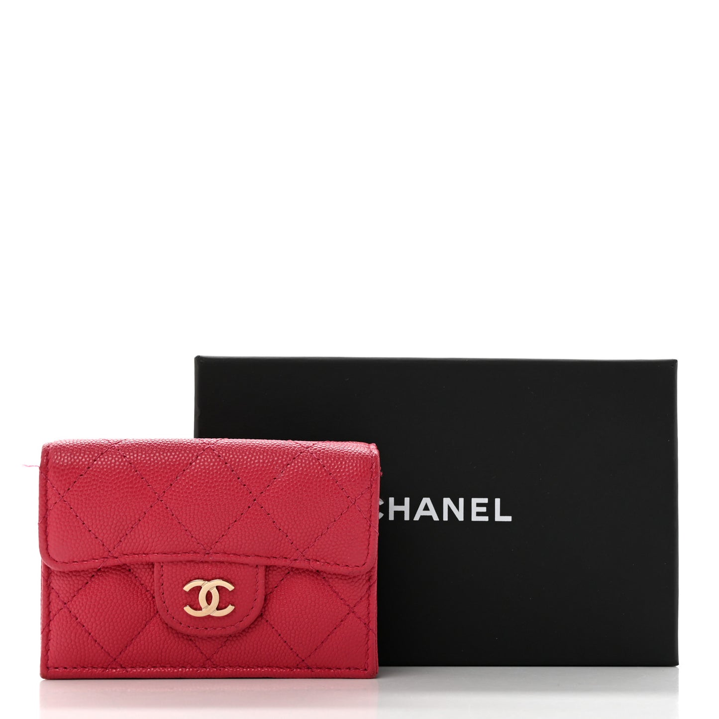 Caviar Quilted Double Flap Wallet Pink