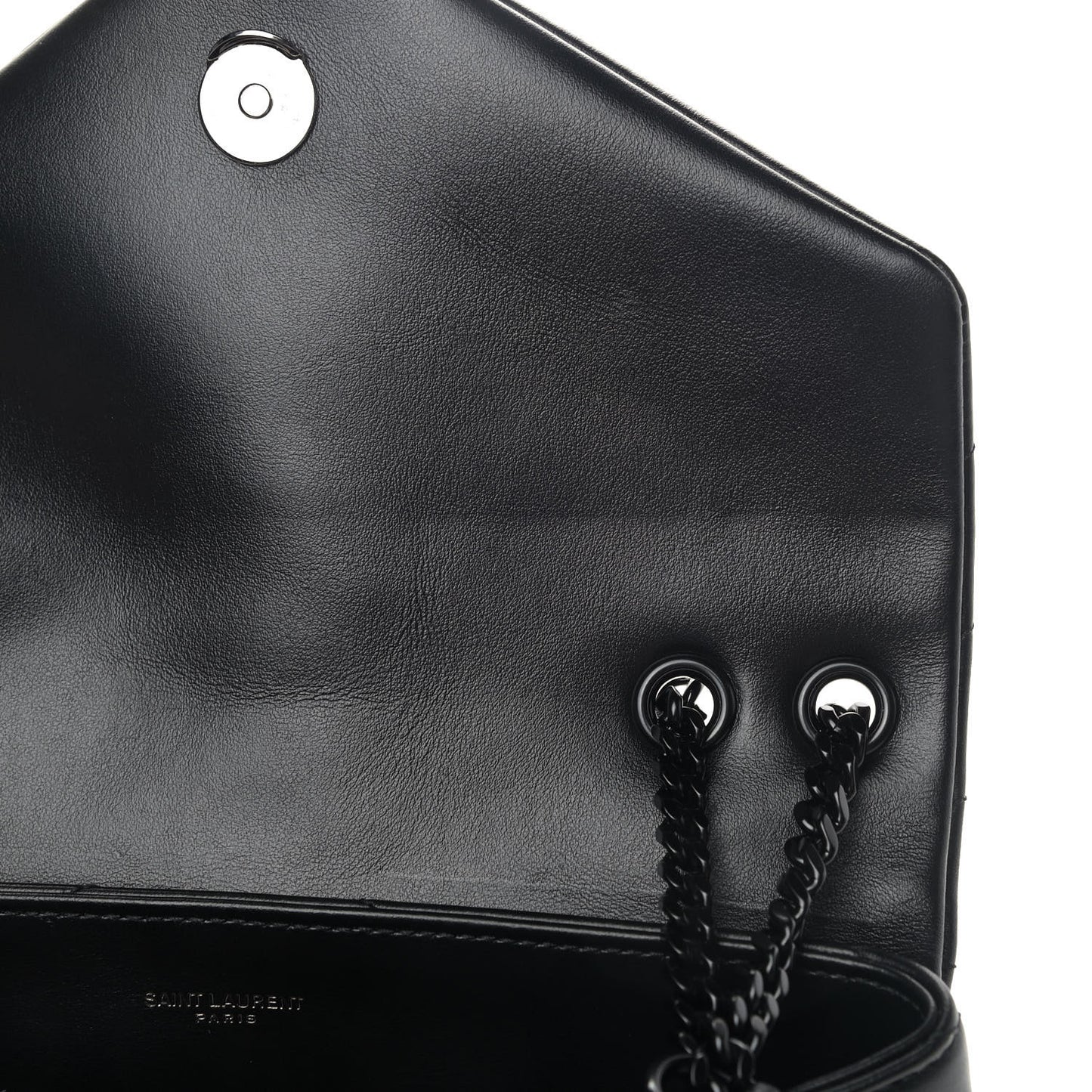 Calfskin Y Quilted Monogram Small Loulou Chain Satchel Black