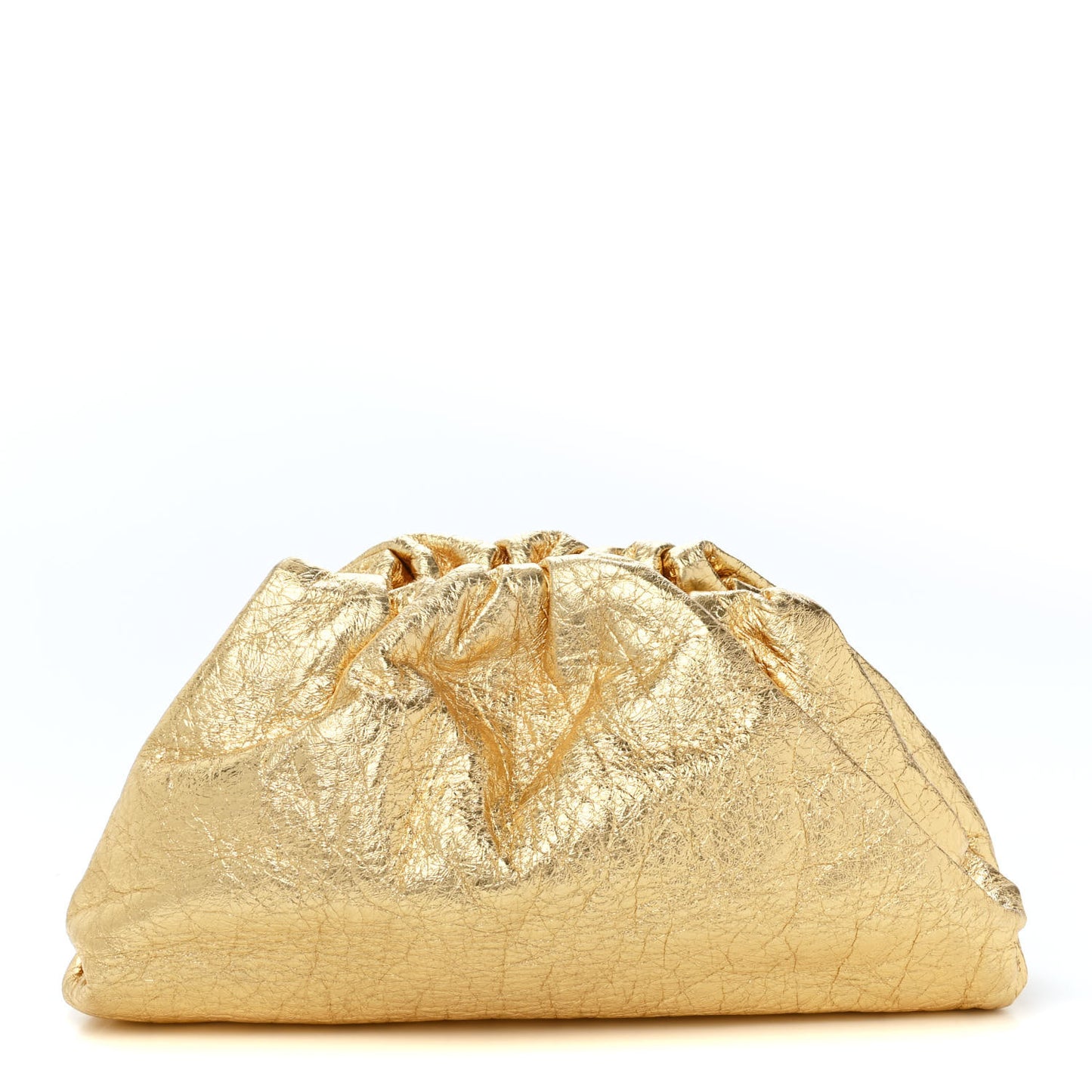 Metallic Crinkled Lambskin The Pouch Oversized Clutch Oro