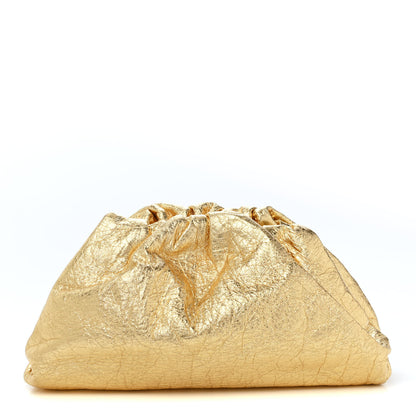 Bottega Veneta Metallic Crinkled Lambskin The Pouch Oversized Clutch Oro 1 of 4