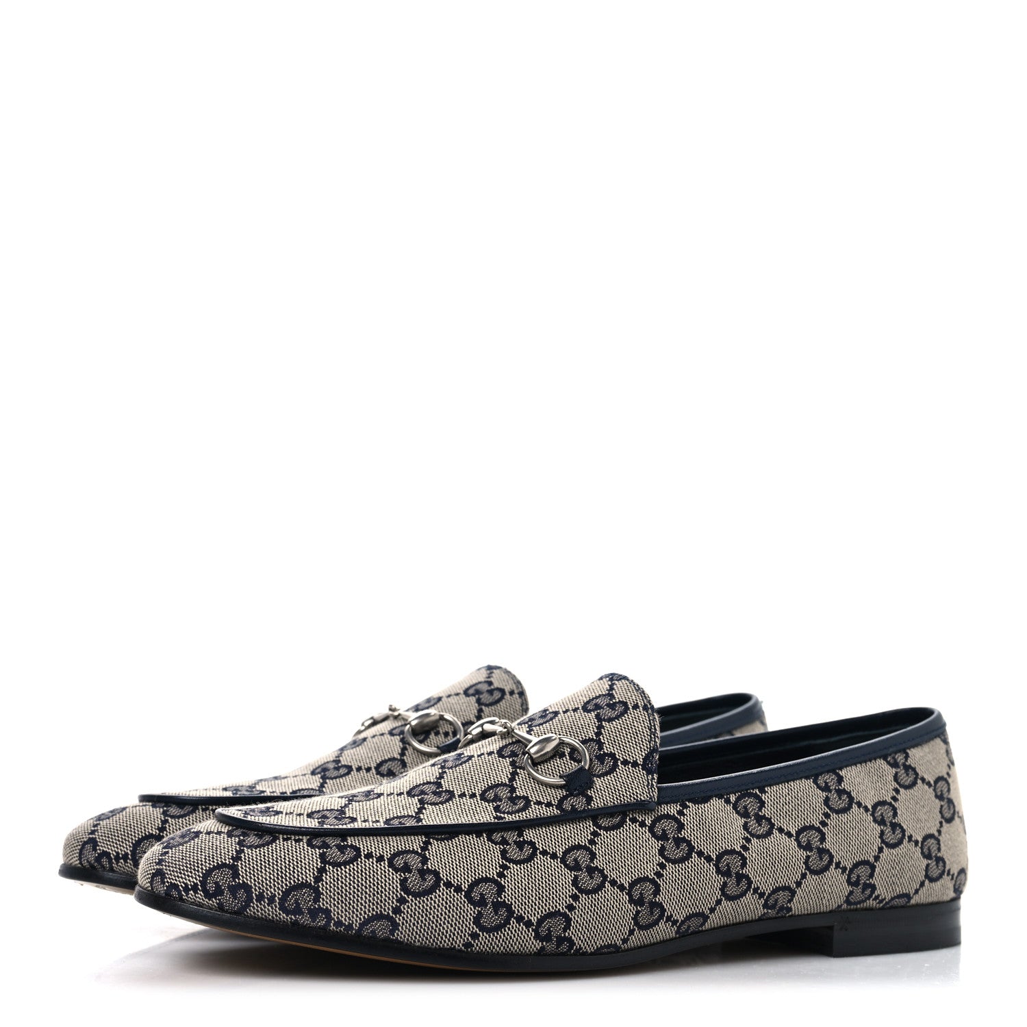 Gucci Monogram Malaga Kid Horsebit Womens Jordaan Loafers 40.5 Beige Blue 4 of 10