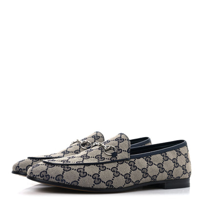 Gucci Monogram Malaga Kid Horsebit Womens Jordaan Loafers 40.5 Beige Blue 4 of 10