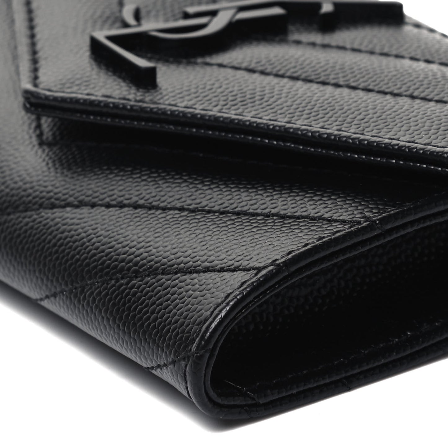 Grain De Poudre Matelasse Chevron Small Monochrome Monogram Envelope Wallet Black