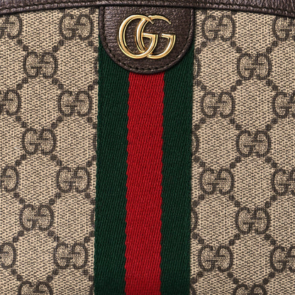 Gucci GG Supreme Monogram Textured Calfskin Web Large Ophidia Cosmetic Case Beige Ebony New Acero 7 of 9