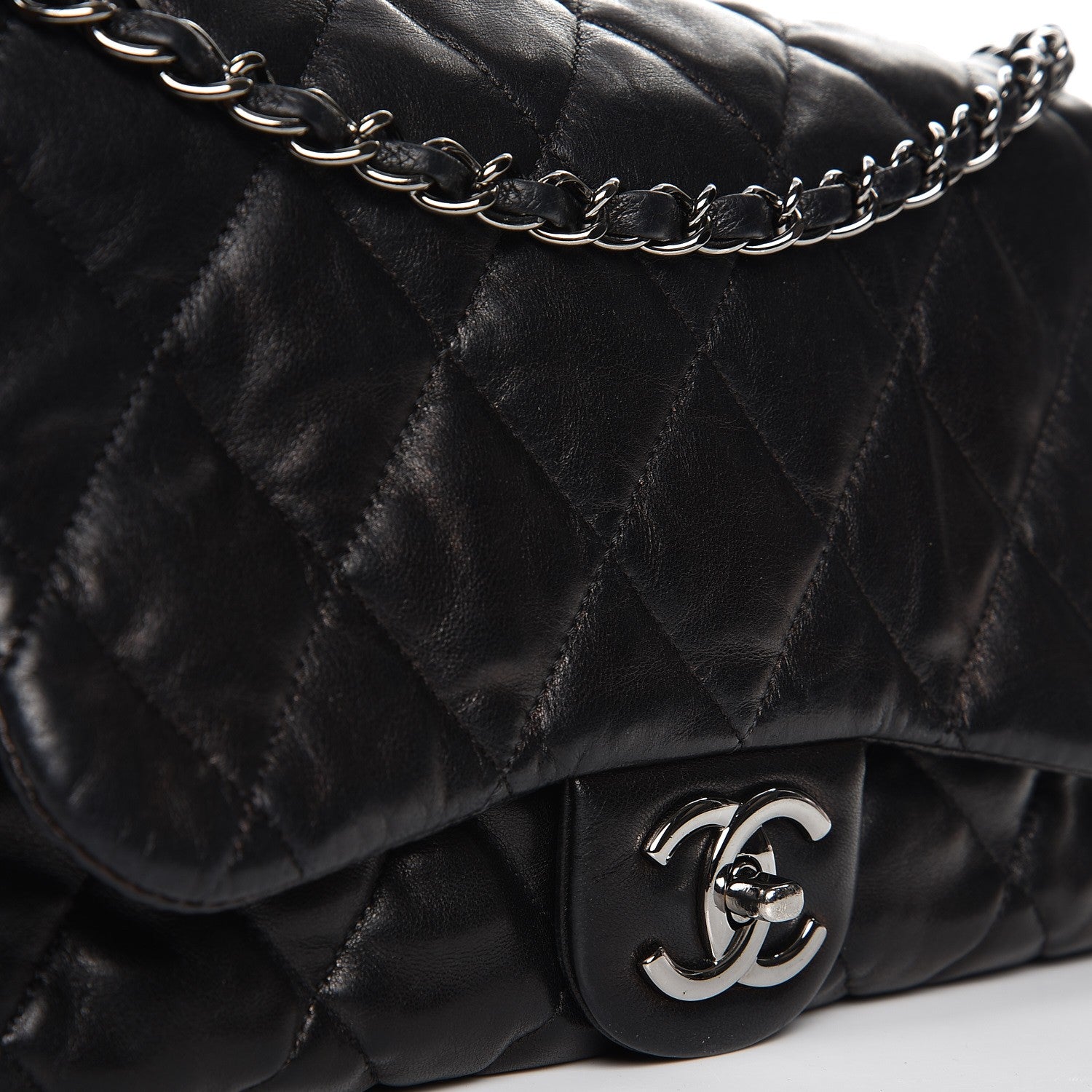 Chanel Lambskin Quilted 3 Accordion Flap Bag Black 11 of 12