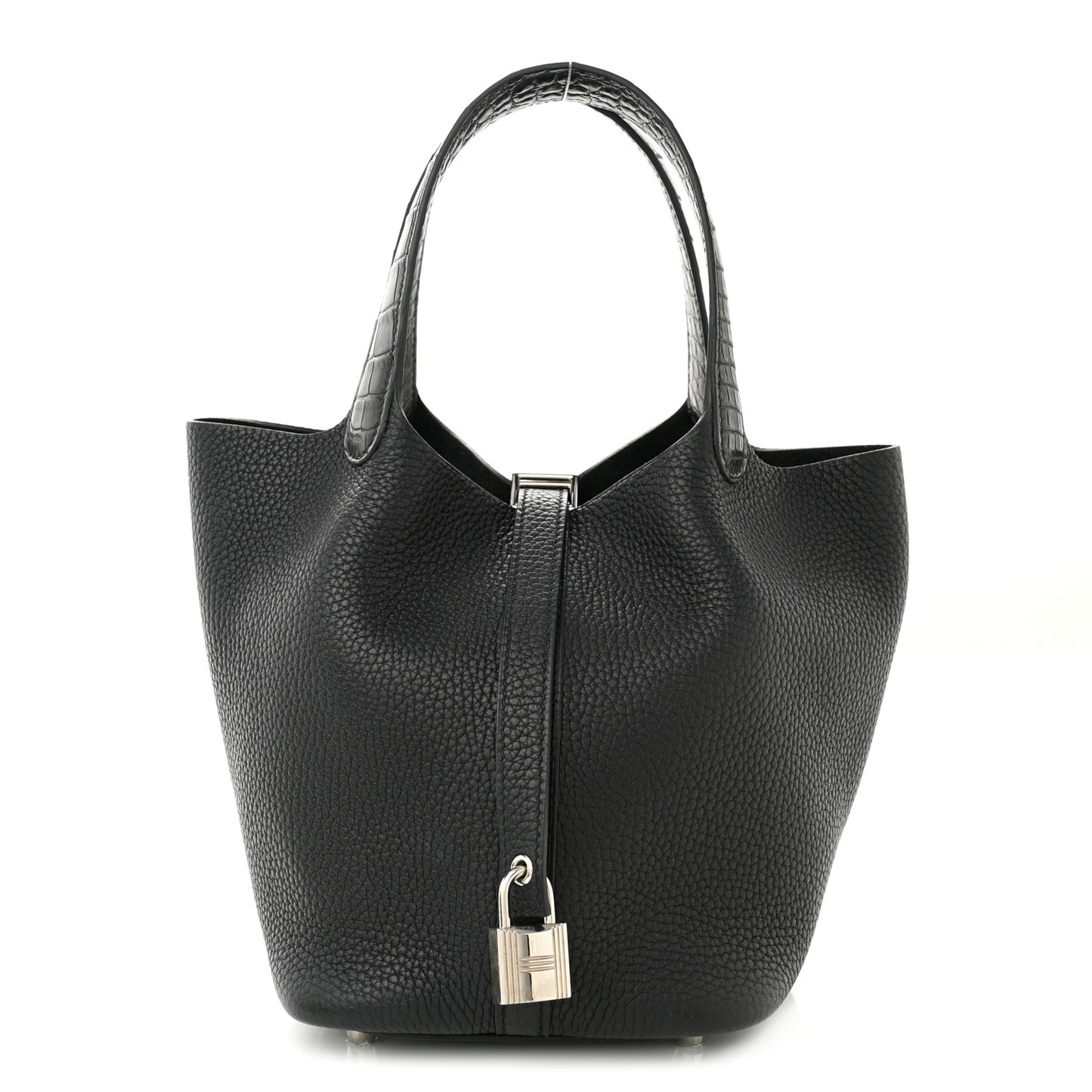 Taurillon Clemence Matte Alligator Picotin Lock Touch 18 PM Black