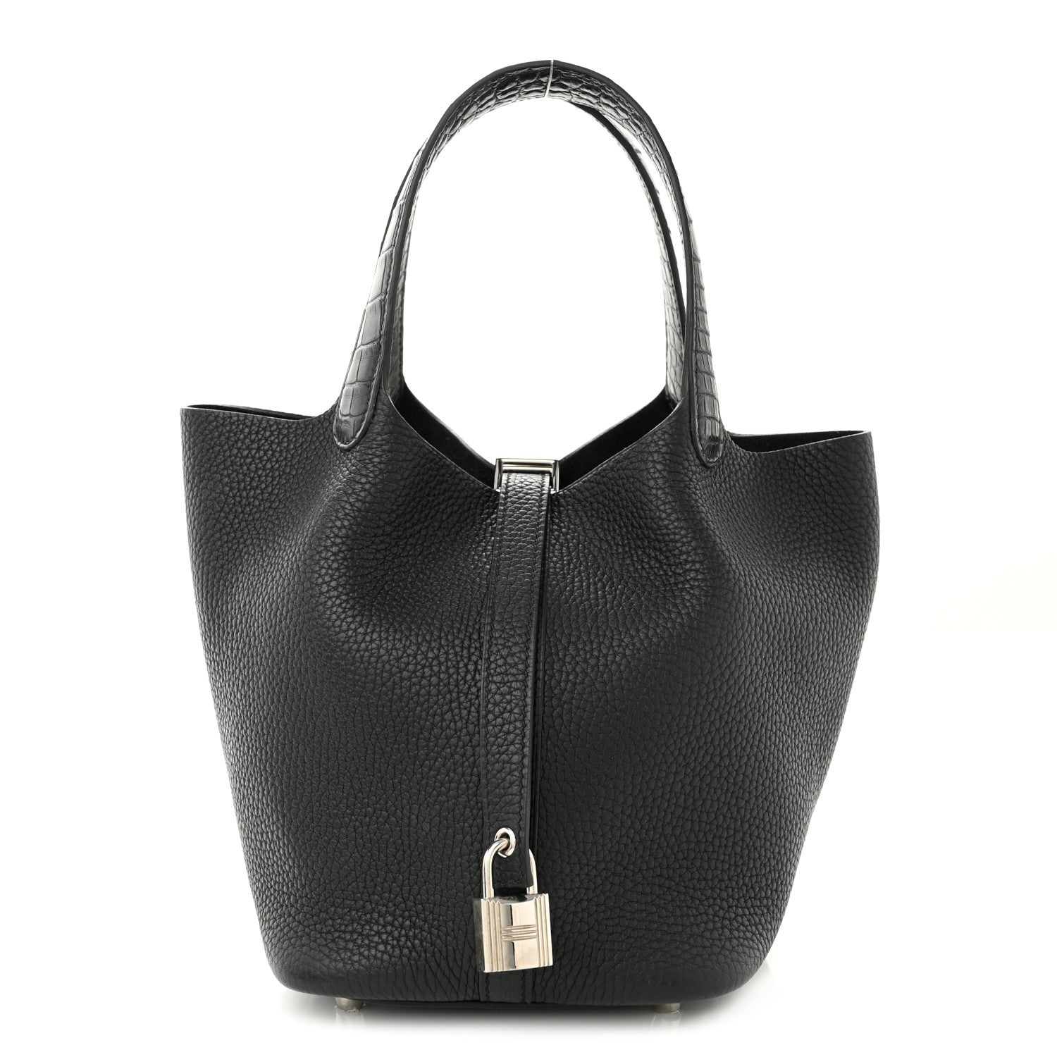 Hermes Taurillon Clemence Matte Alligator Picotin Lock Touch 18 PM Black 1 of 11
