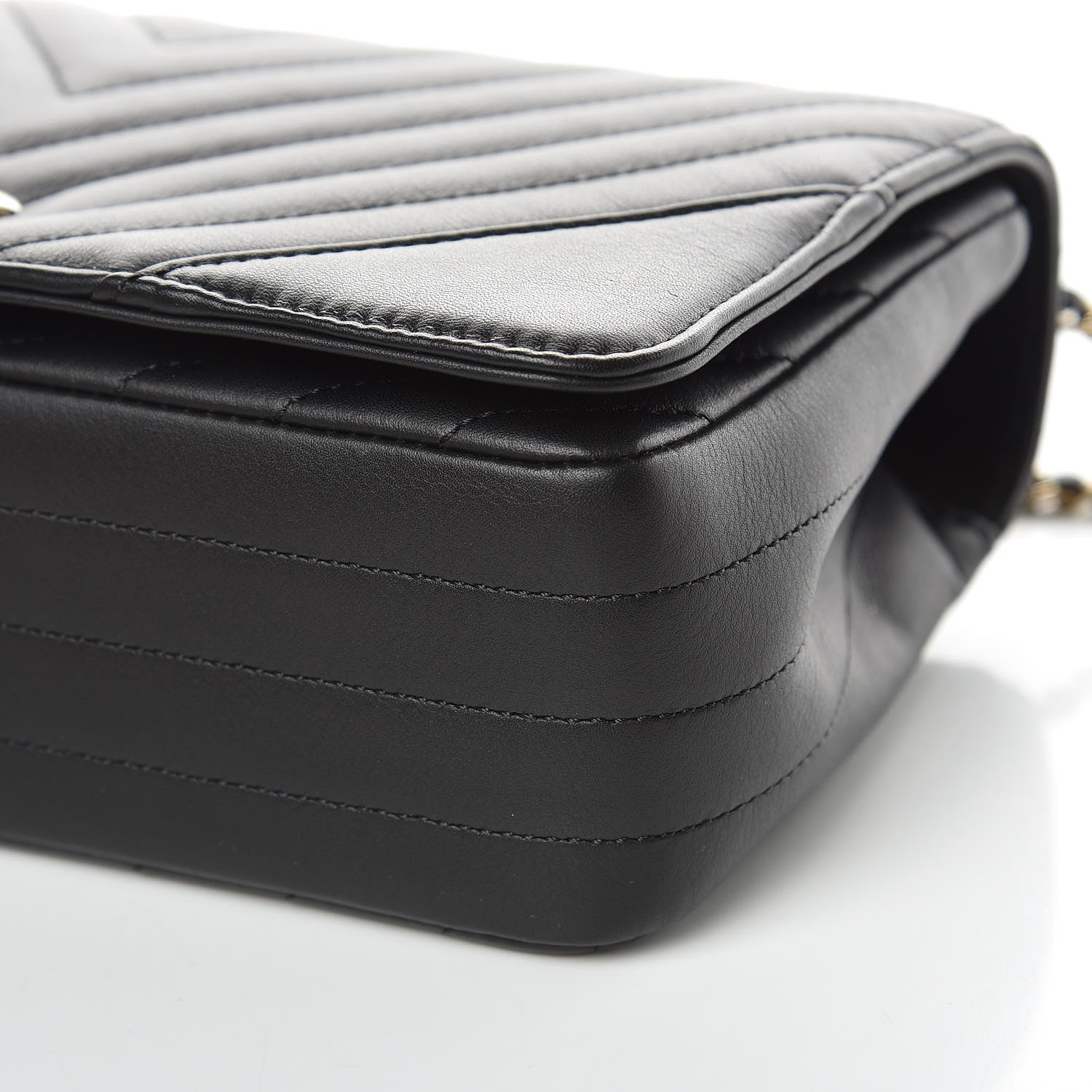 Chanel Calfskin Chevron Quilted Statement Flap Black 10 of 13