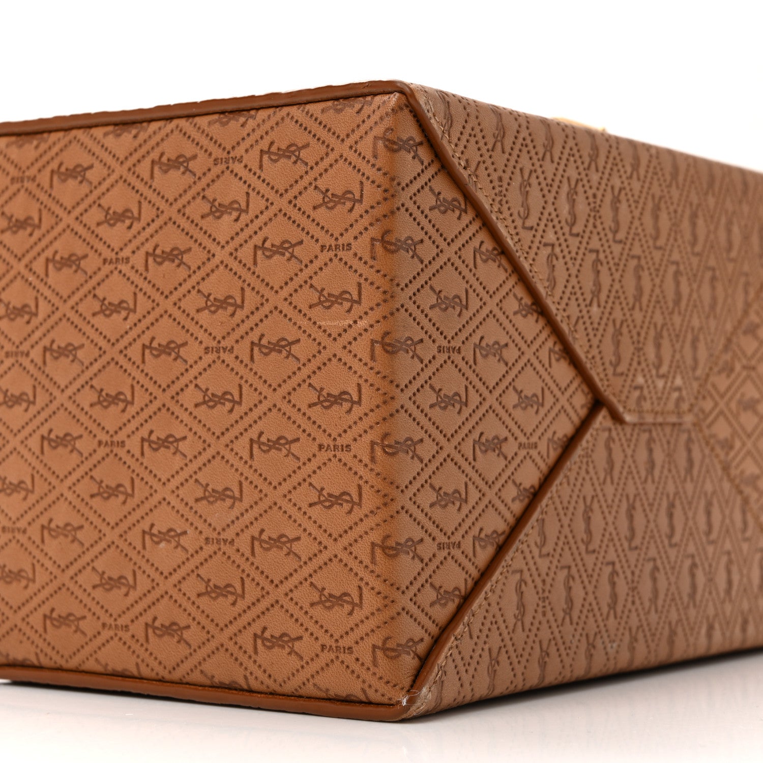 Saint Laurent Calfskin Monogram Take Away Box Dusty Vintage Brown Gold 9 of 12