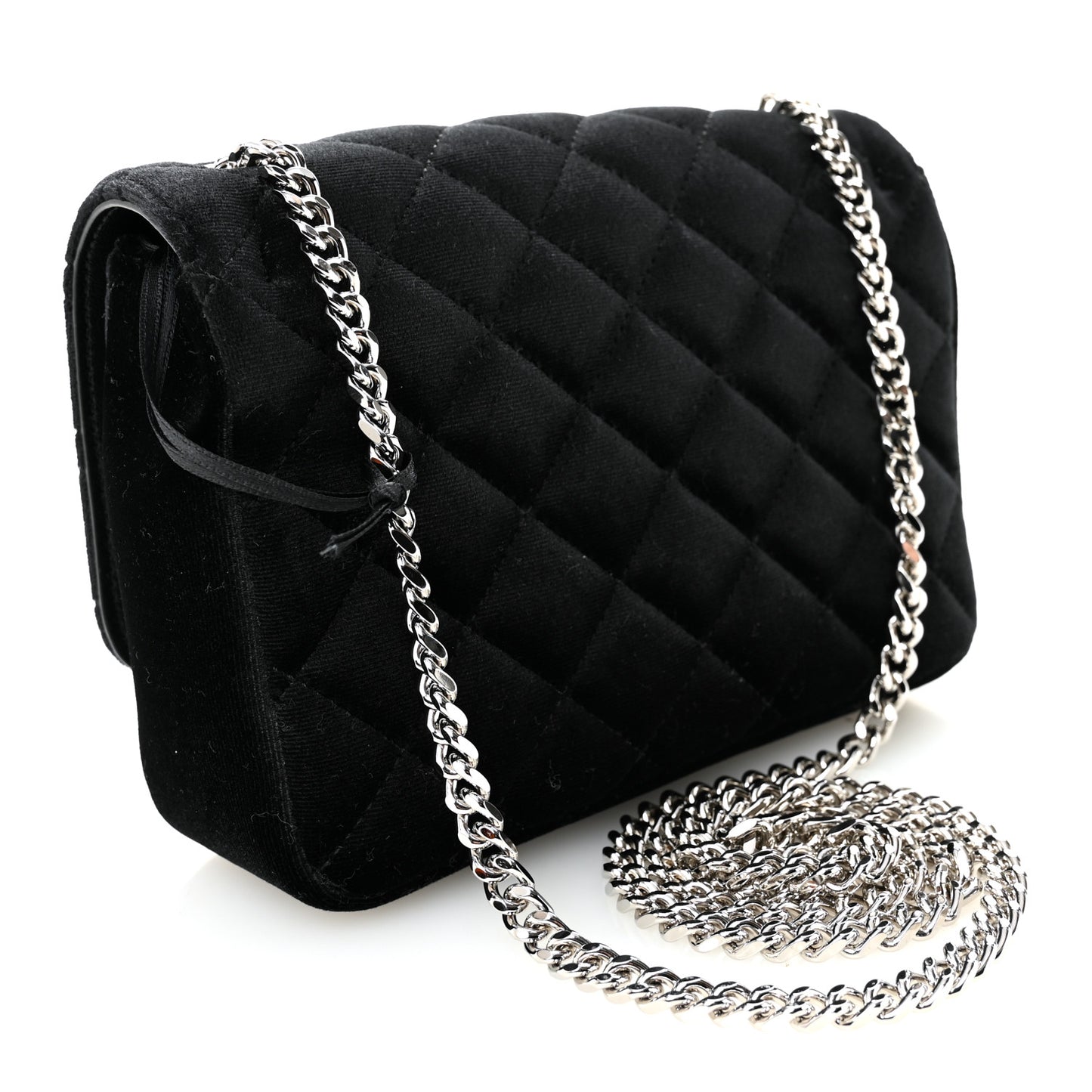 Velvet Quilted Medusa Chain Crossbody Black