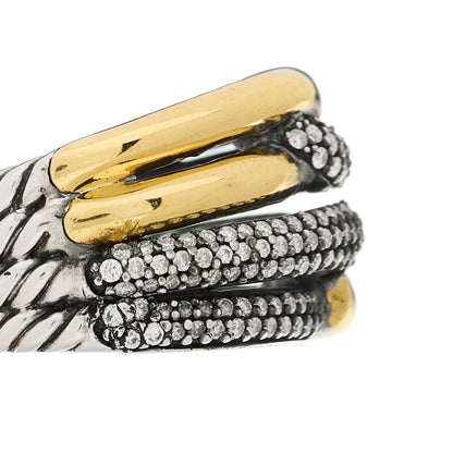 David Yurman Sterling Silver 18K Yellow Gold Diamond Loop Labyrinth Ring 52 6 7 of 7
