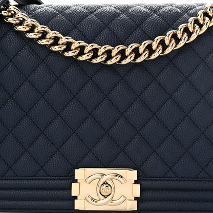 Chanel Caviar Quilted New Medium Boy Flap Navy 8 of 10