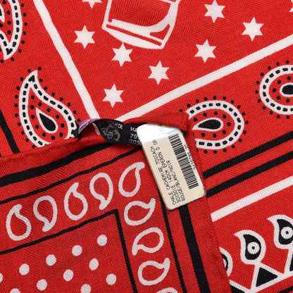 Hermes Cashmere Silk Eperon D'Or Shawl 140 Rouge Blanc Noir 5 of 5
