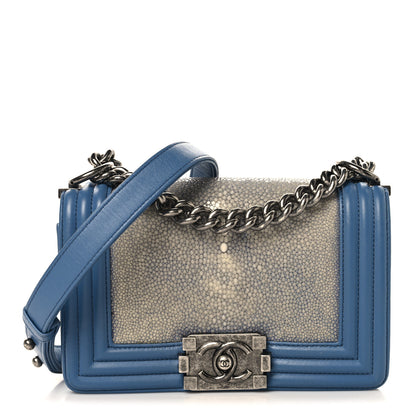 Chanel Galuchat Stingray Small Boy Flap Blue 1 of 13