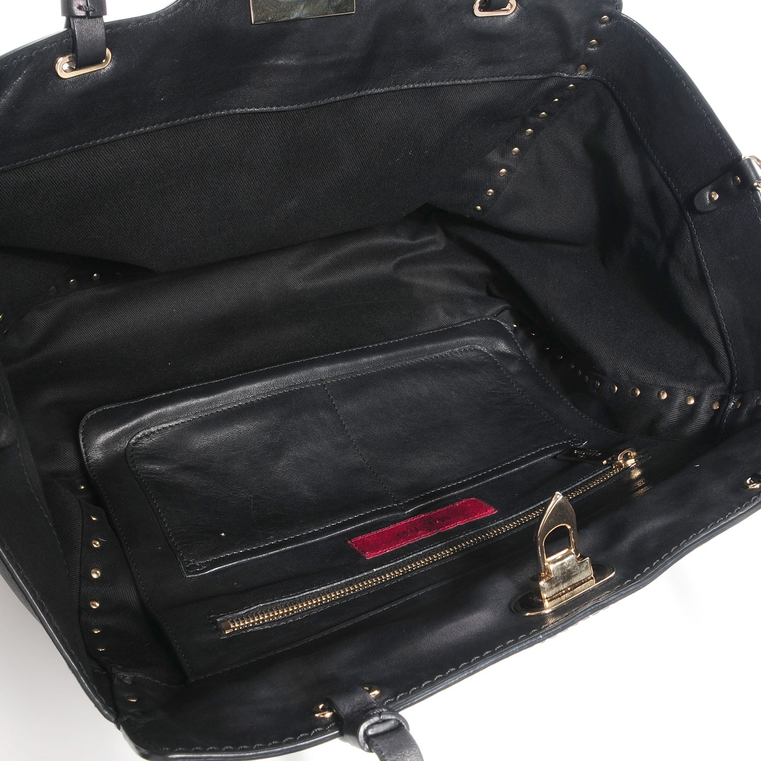 Valentino Garavani Vitello Medium Rockstud Tote Black 5 of 10
