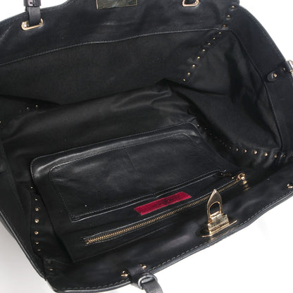 Valentino Garavani Vitello Medium Rockstud Tote Black 5 of 10