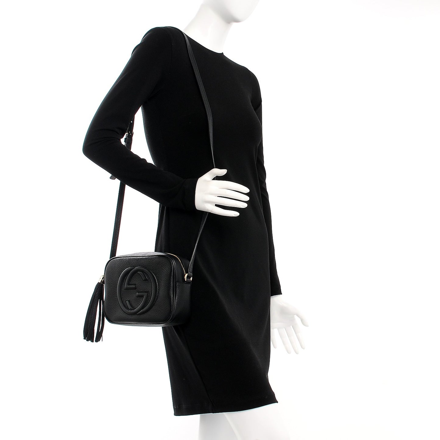 Pebbled Calfskin Small Soho Disco Bag Black