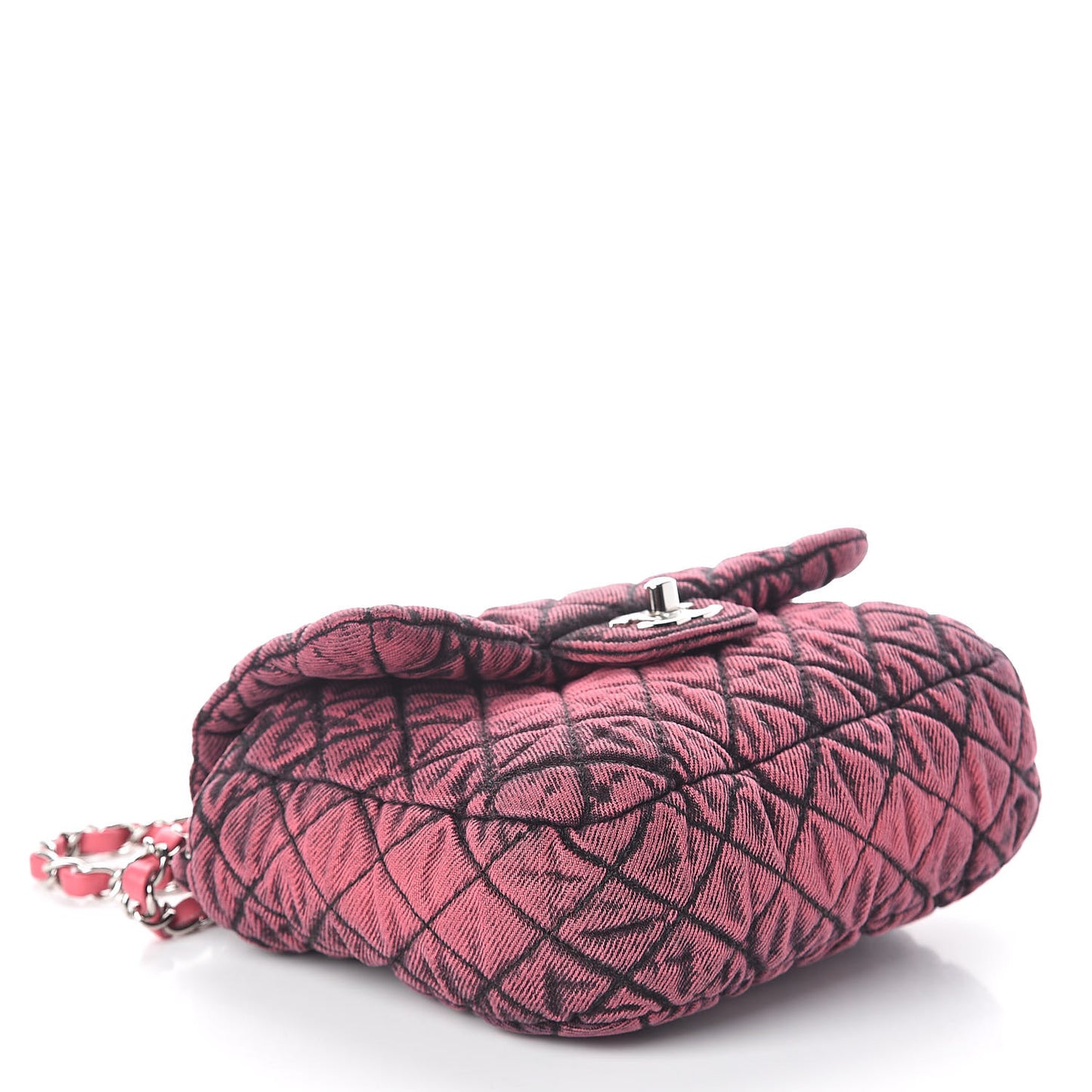 Washed Denim Quilted Small Denimpression Flap Red Black