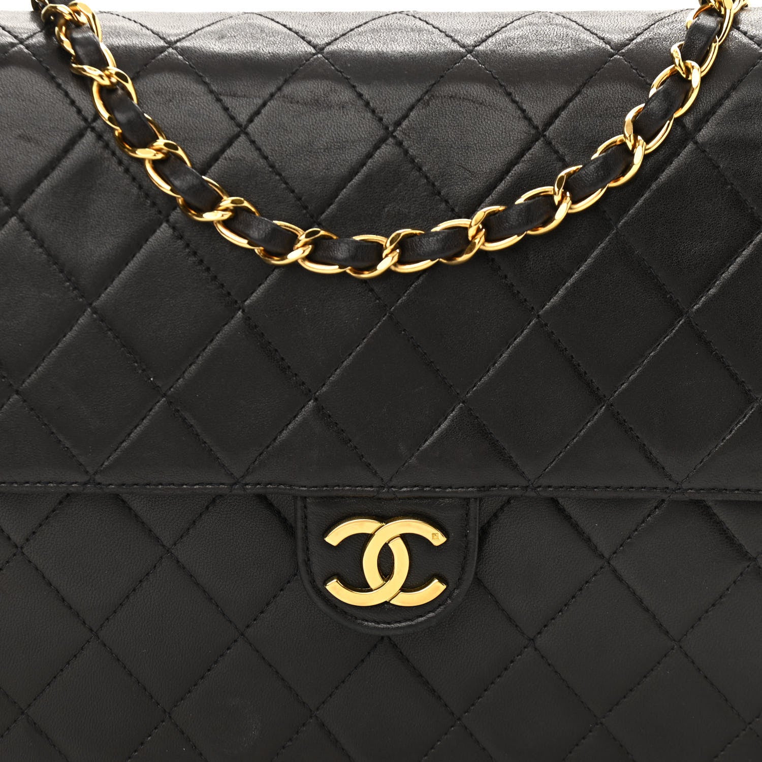 Chanel Lambskin Quilted Clutch With Chain Flap Black 7 of 10