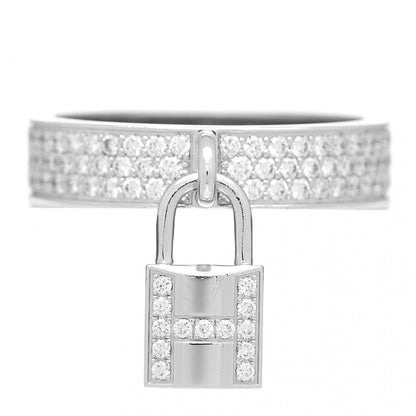 Hermes 18K White Gold Diamond MM Kelly Clochette Ring 52 6 1 of 5