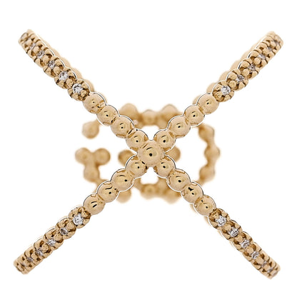 Gucci 18K Yellow Gold Diamond GG Running X Ring 50 5.5 3 of 4