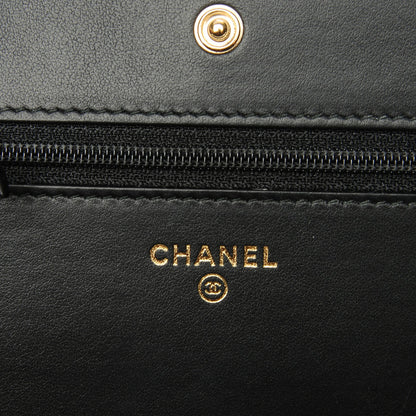 Chanel Aged Calfskin Quilted Lucky Charms 2.55 Reissue Wallet On Chain WOC Black 6 of 9